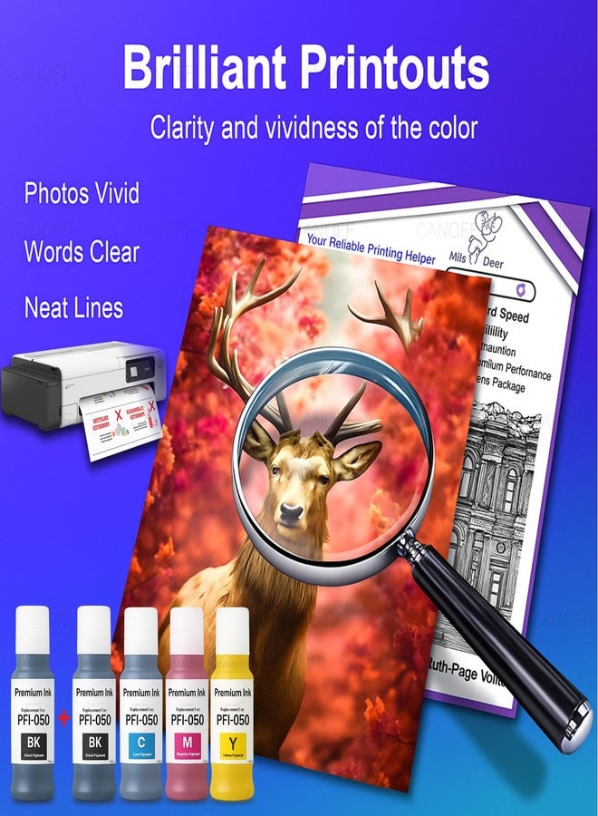 CANOFF PFI 050 Multicolor Pigment Refill Ink Replacement for Canon PFI-050 Ink Bottles Compatible with imagePROGRAF TC-20 TC-21 TC-20M TC-21M Printers 7500-6500 Page (CMY,BK+BK_Pack_of_5pc. x 70ml) - Image 5
